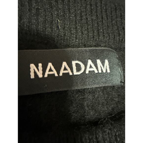 Naadam Women's Black 100% Cashmere Ribbed Knit Long Sleeve Sweater Top Size L - Picture 3 of 4
